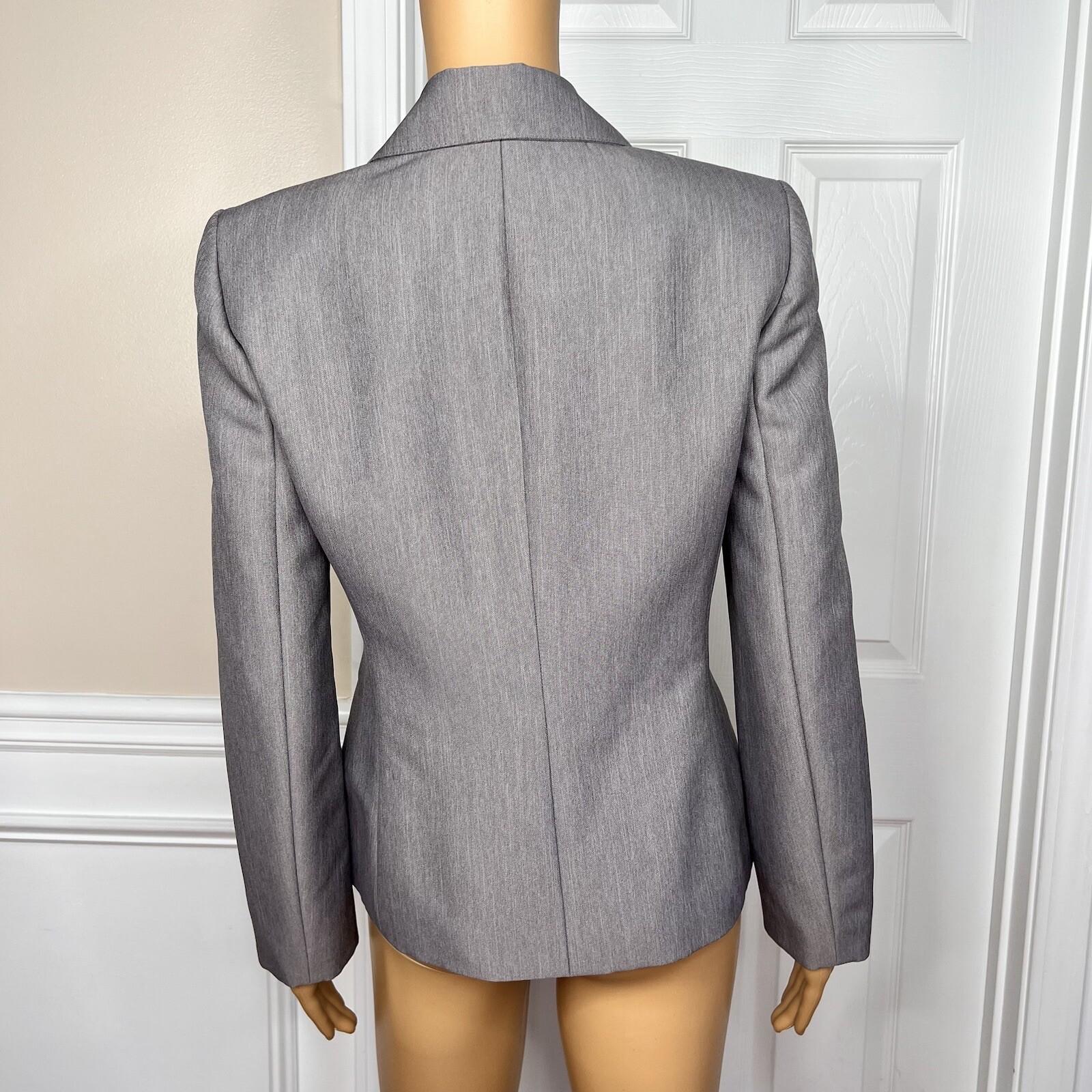 10-3418.jpg EVAN PICONE Light Gray Polyester Lined Peak Collar Career Blazer Suit Size 4