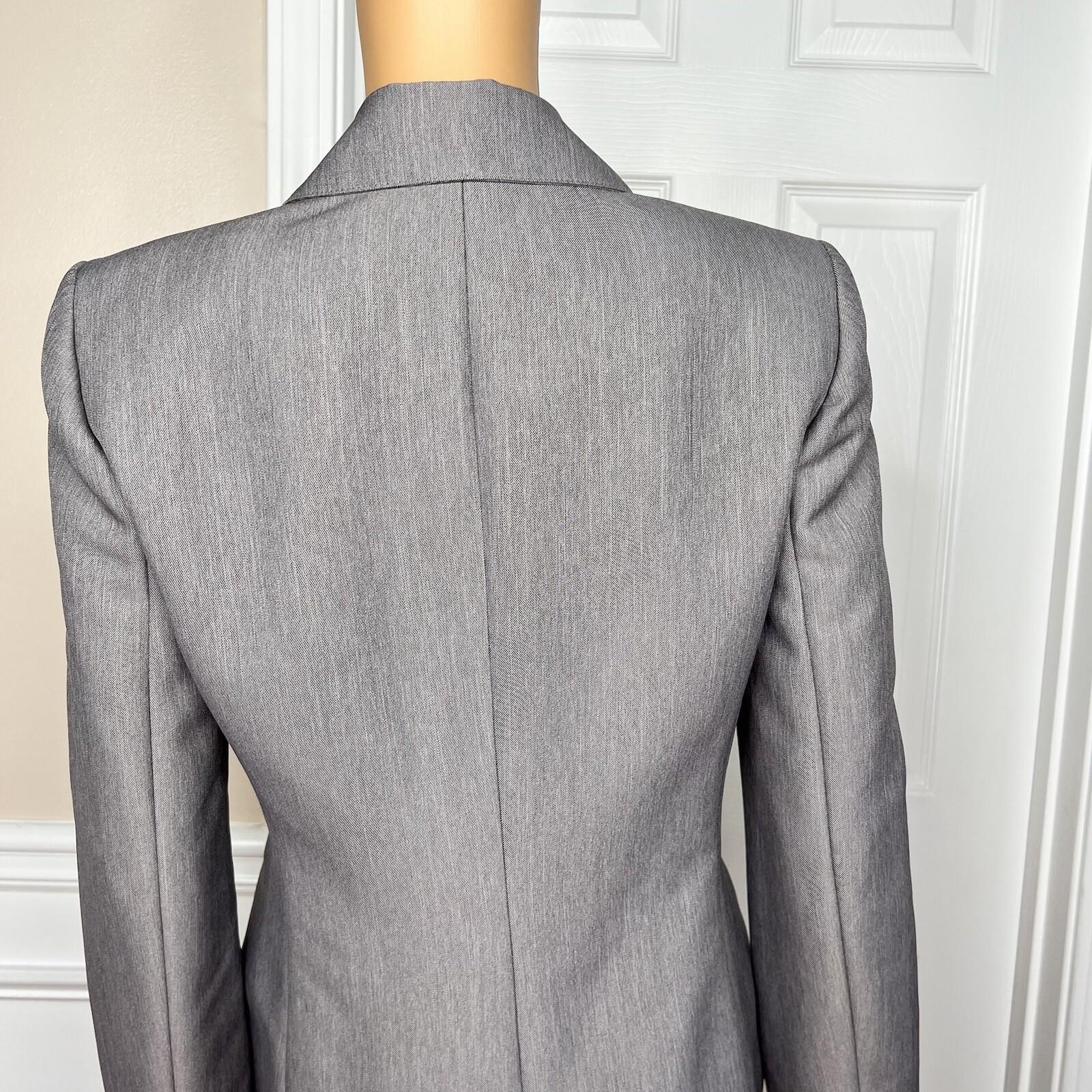 10-3419.jpg EVAN PICONE Light Gray Polyester Lined Peak Collar Career Blazer Suit Size 4