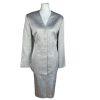 New LE SUIT 2PC Silver Blue Acetate Metallic Blend Collarless Skirt Suit SZ 12