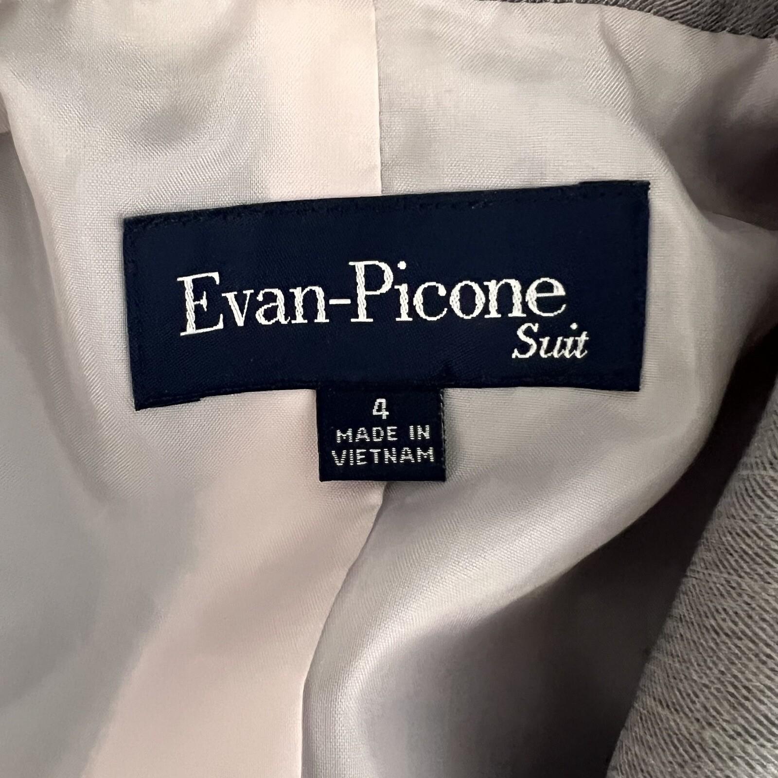 10-3420.jpg EVAN PICONE Light Gray Polyester Lined Peak Collar Career Blazer Suit Size 4