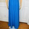 Lulus Elevate Polyester Embroidered Dress M Blue Open Back Crisscross Flare Maxi
