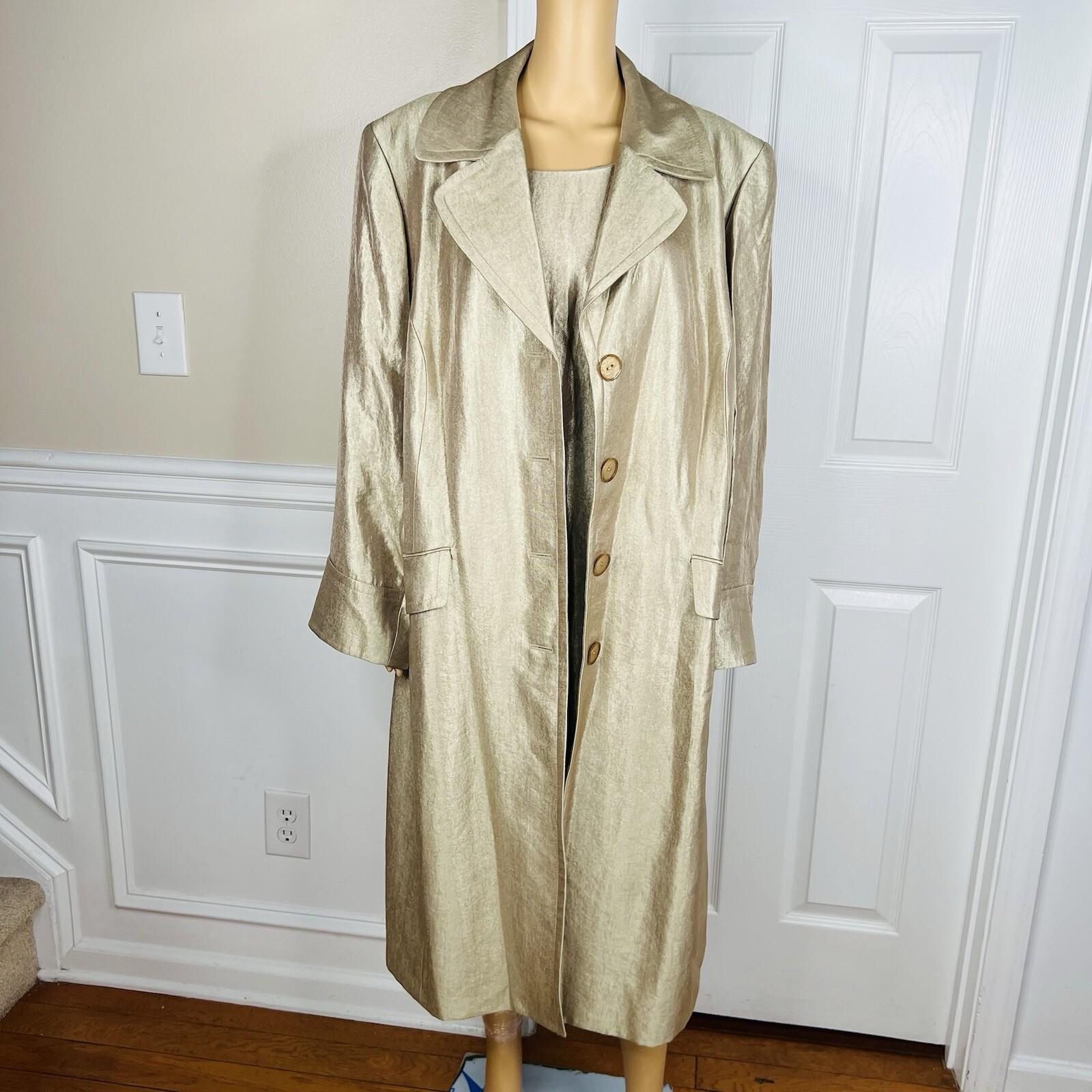 Kasper Polyester Metallic Dress Suit 24W Champagne Gold Belted Cocktail 2PC New