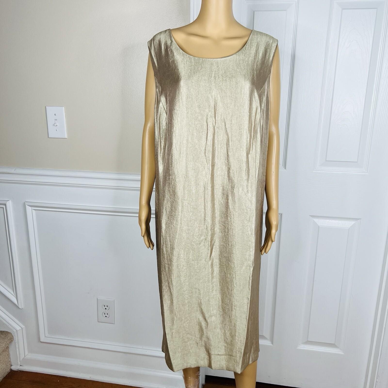 Kasper Polyester Metallic Dress Suit 24W Champagne Gold Belted Cocktail 2PC New