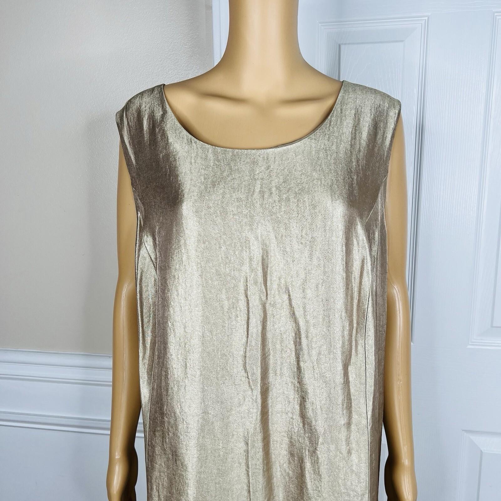 Kasper Polyester Metallic Dress Suit 24W Champagne Gold Belted Cocktail 2PC New