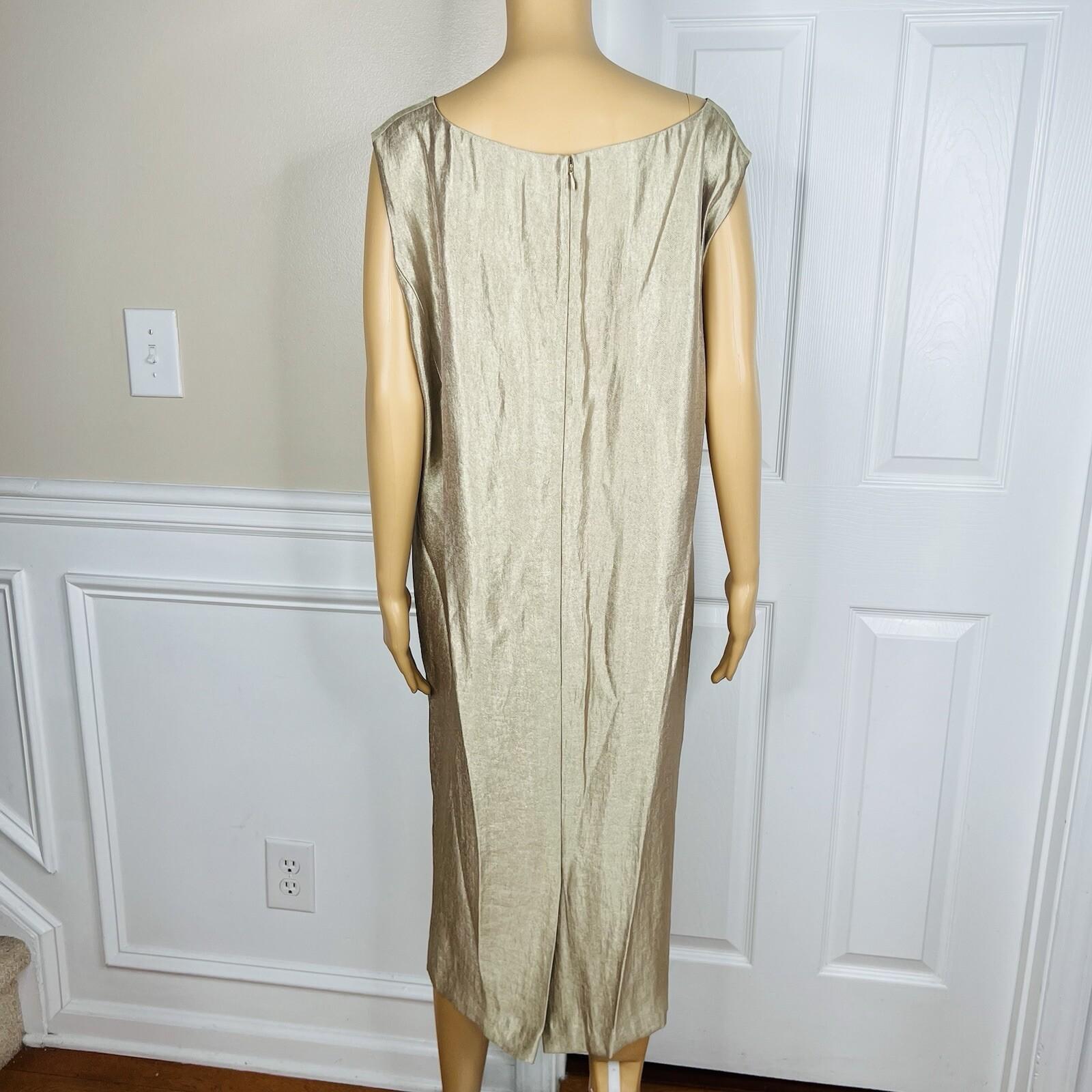 Kasper Polyester Metallic Dress Suit 24W Champagne Gold Belted Cocktail 2PC New