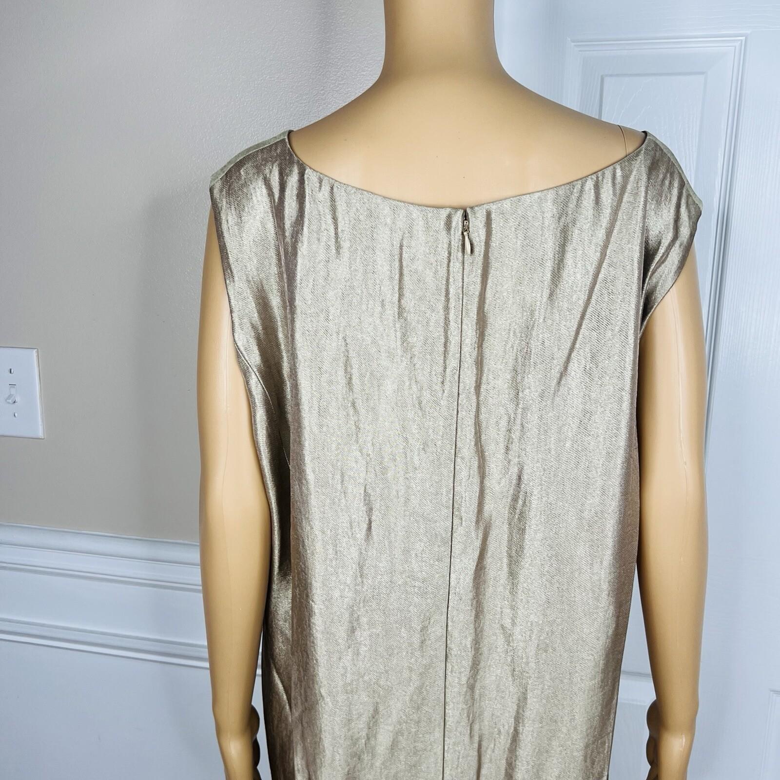 Kasper Polyester Metallic Dress Suit 24W Champagne Gold Belted Cocktail 2PC New
