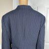 John Meyer Polyester Viscose Pant Suit 14 Navy Blue Striped Peak Collar 2PC New