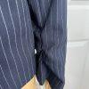 John Meyer Polyester Viscose Pant Suit 14 Navy Blue Striped Peak Collar 2PC New