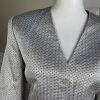 New LE SUIT 2PC Silver Blue Acetate Metallic Blend Collarless Skirt Suit SZ 12