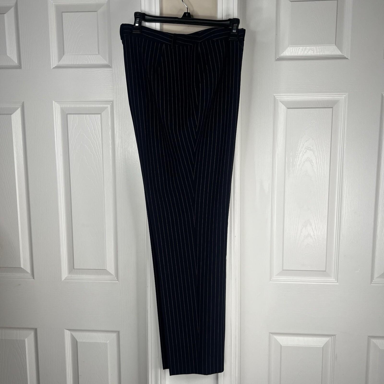 John Meyer Polyester Viscose Pant Suit 14 Navy Blue Striped Peak Collar 2PC New