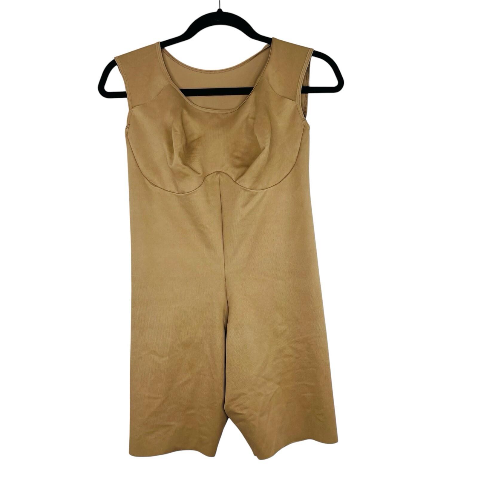 Marena Tank Style Compression Bodysuit Short Size 3X Thigh Length Tan