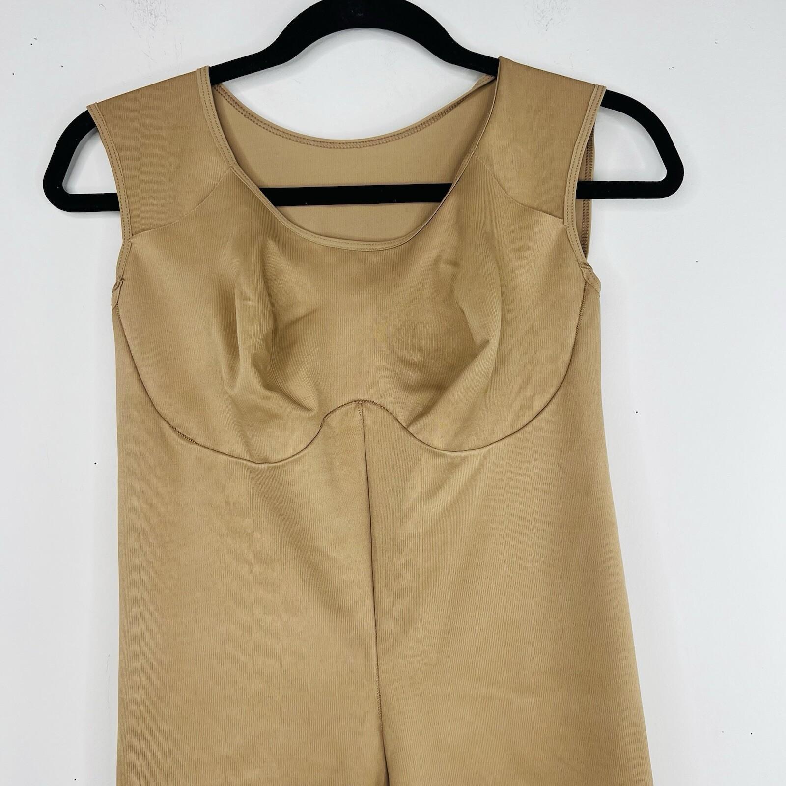 Marena Tank Style Compression Bodysuit Short Size 3X Thigh Length Tan