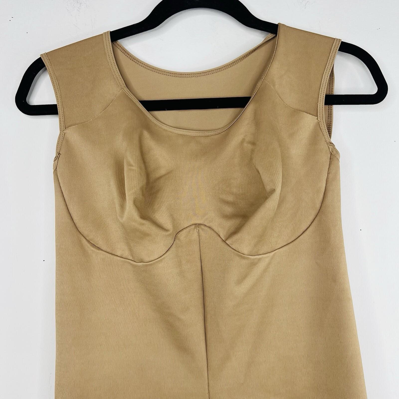 Marena Tank Style Compression Bodysuit Short Size 3X Thigh Length Tan