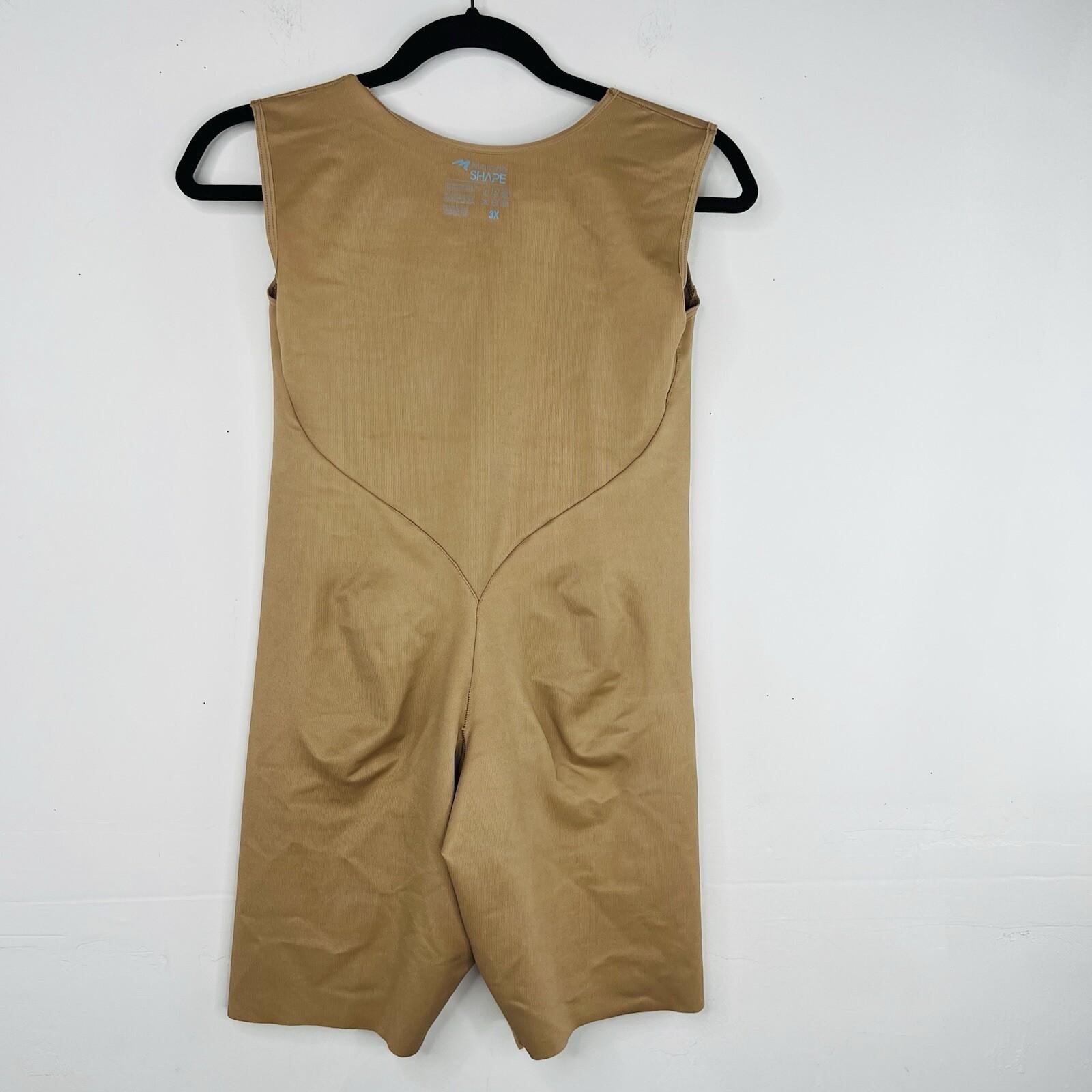 Marena Tank Style Compression Bodysuit Short Size 3X Thigh Length Tan