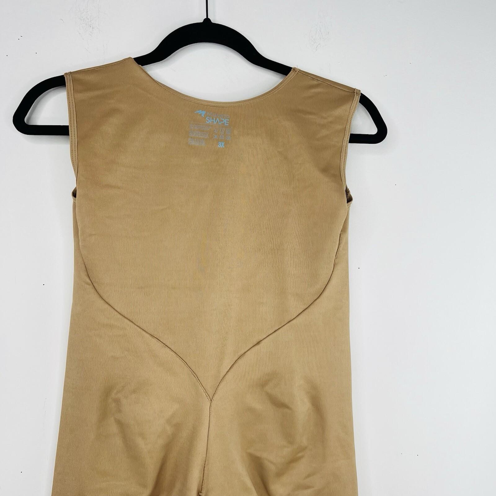 Marena Tank Style Compression Bodysuit Short Size 3X Thigh Length Tan