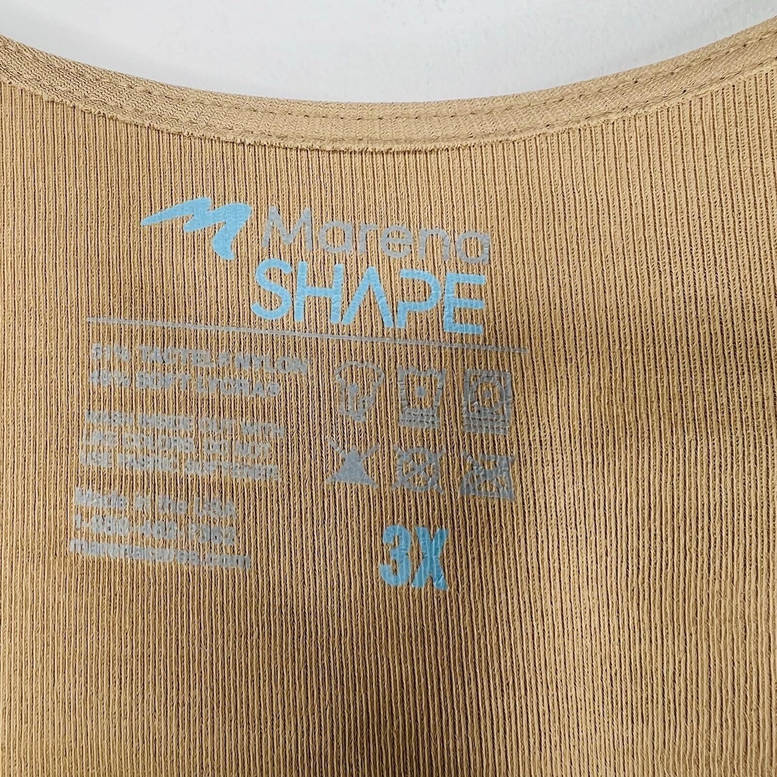 Marena Tank Style Compression Bodysuit Short Size 3X Thigh Length Tan