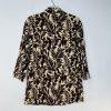 MANGO Linen Oversized Cardigan XS Tropical Print Blazer 3/4 Sleeve Brown Leaf