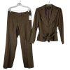 10-3494.jpg Larry Levine Polyester Rayon Spandex Pant Suit 12 Camel Belted Business 2PC New