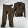 10-3495.jpg Larry Levine Polyester Rayon Spandex Pant Suit 12 Camel Belted Business 2PC New