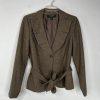 10-3496.jpg Larry Levine Polyester Rayon Spandex Pant Suit 12 Camel Belted Business 2PC New