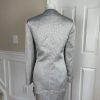 New LE SUIT 2PC Silver Blue Acetate Metallic Blend Collarless Skirt Suit SZ 12