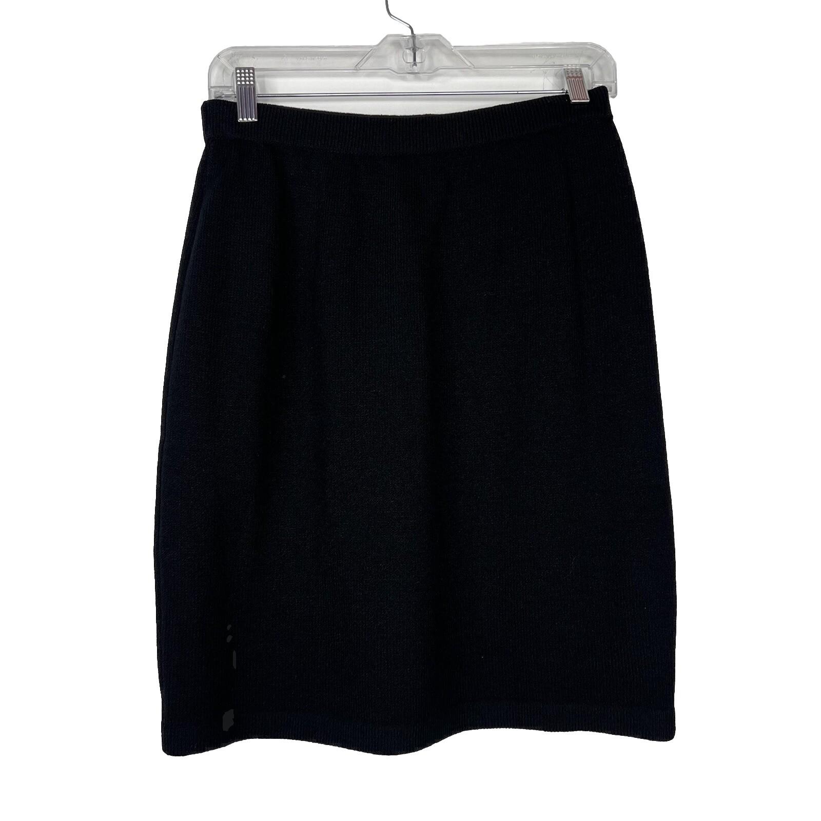 St John Basics By Marie Gray Tight Knit Stretch Skirt Size 6 Black Pencil Luxury