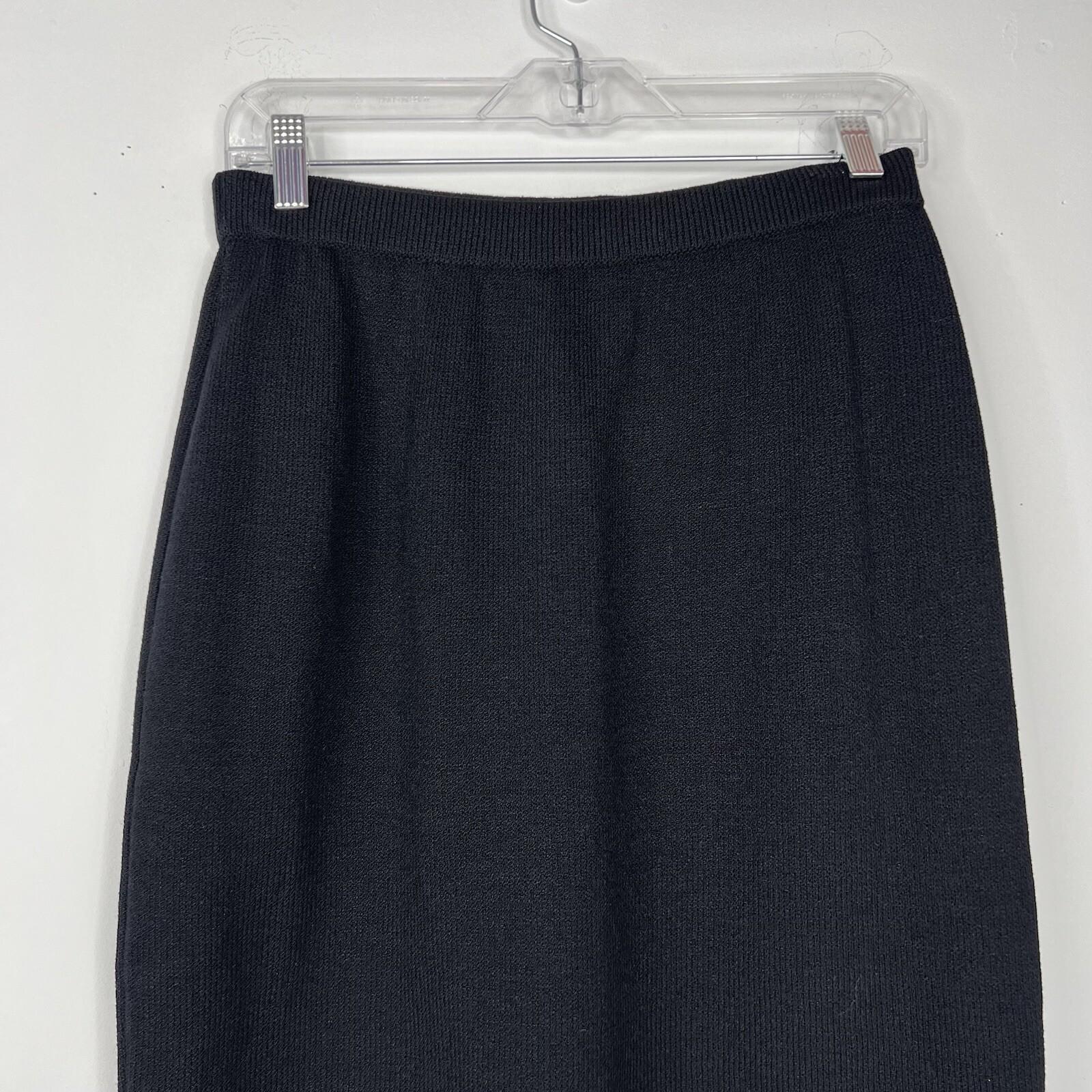 St John Basics By Marie Gray Tight Knit Stretch Skirt Size 6 Black Pencil Luxury