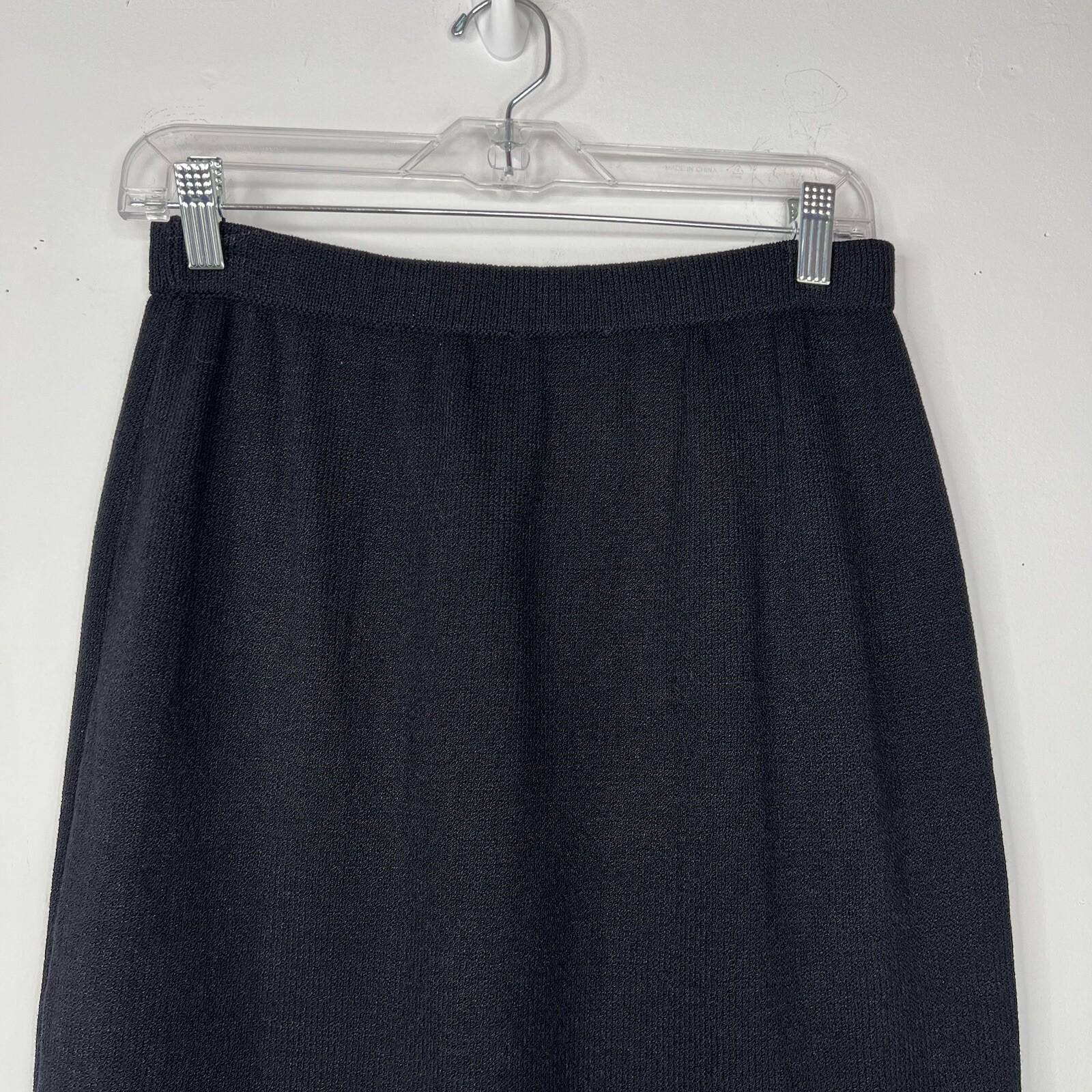 St John Basics By Marie Gray Tight Knit Stretch Skirt Size 6 Black Pencil Luxury
