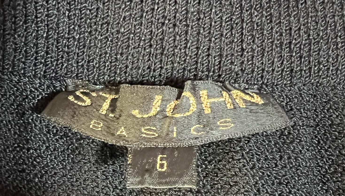 St John Basics By Marie Gray Tight Knit Stretch Skirt Size 6 Black Pencil Luxury
