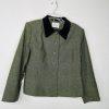 Le Suit Women Tweed Skirt Suit Size 14P Green Velvet Collar Lined Cocktail 2PC