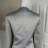New LE SUIT 2PC Silver Blue Acetate Metallic Blend Collarless Skirt Suit SZ 12
