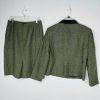 Le Suit Women Tweed Skirt Suit Size 14P Green Velvet Collar Lined Cocktail 2PC
