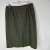 Le Suit Women Tweed Skirt Suit Size 14P Green Velvet Collar Lined Cocktail 2PC