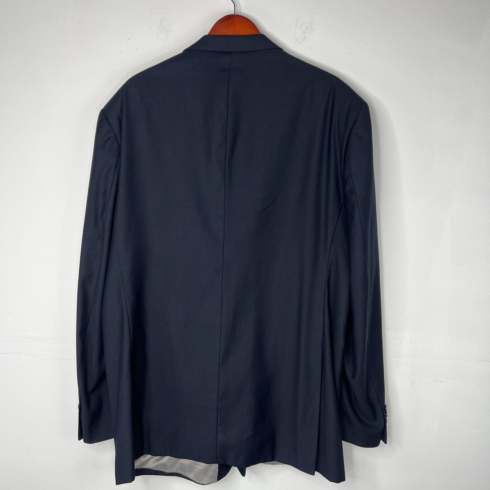 Vinci Men Suit 50XL Pants 45XLx33 Navy Blue Notch Lapel Designed In Italy 2PC