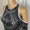 Express Sequin Cotton Stretch Dress Size M Silver Cold Shoulder Aztec Lined