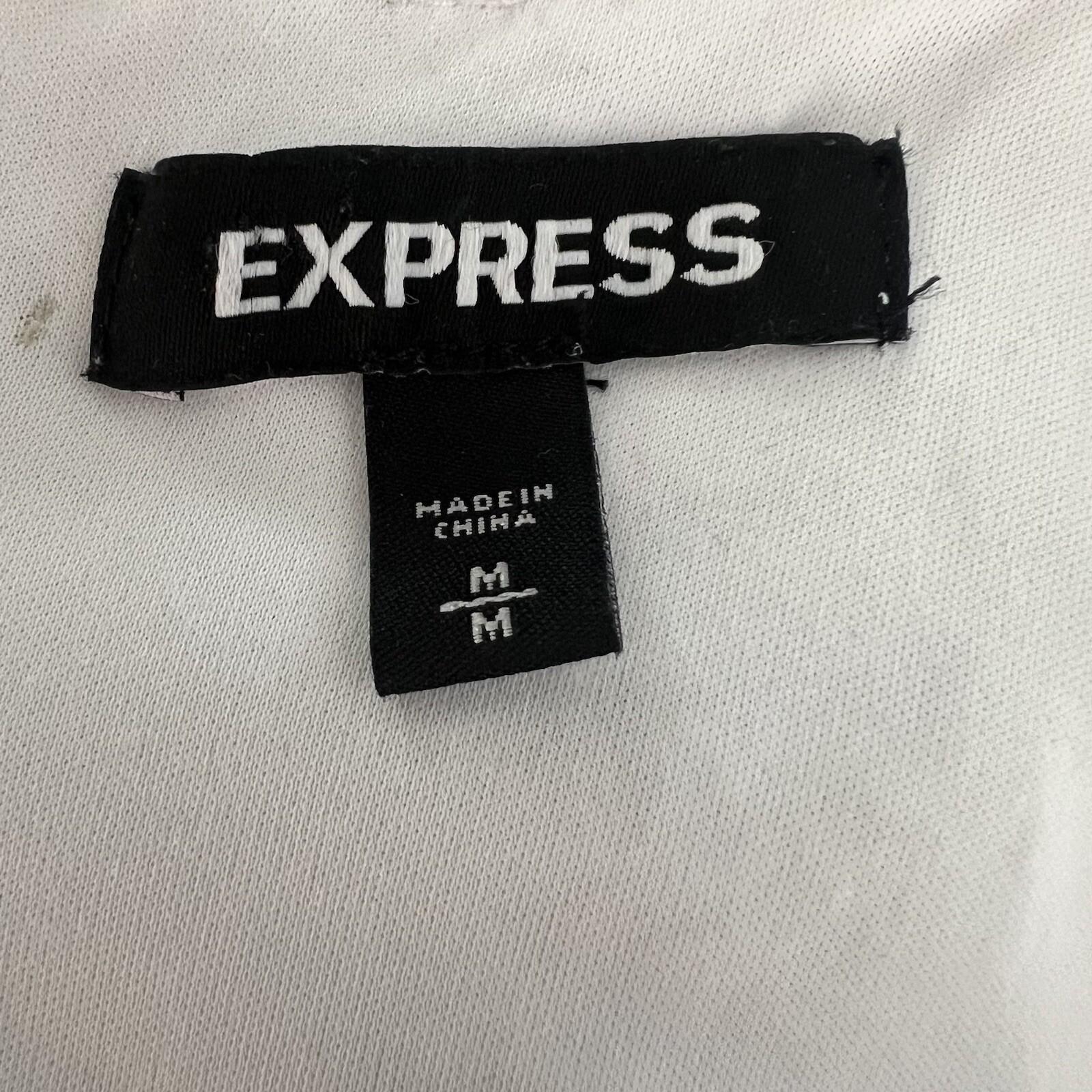 Express Sequin Cotton Stretch Dress Size M Silver Cold Shoulder Aztec Lined