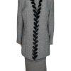 Carissimo Polyester Viscose Faux Fur Skirt Suit Top 14 Black White  Cocktail 3PC