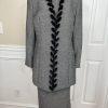 Carissimo Polyester Viscose Faux Fur Skirt Suit Top 14 Black White  Cocktail 3PC