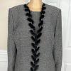 Carissimo Polyester Viscose Faux Fur Skirt Suit Top 14 Black White  Cocktail 3PC