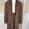 Lily &Taylor Sapphire Collection Metallic Lace Skirt Suit 22 Brown Open Front