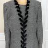 Carissimo Polyester Viscose Faux Fur Skirt Suit Top 14 Black White  Cocktail 3PC
