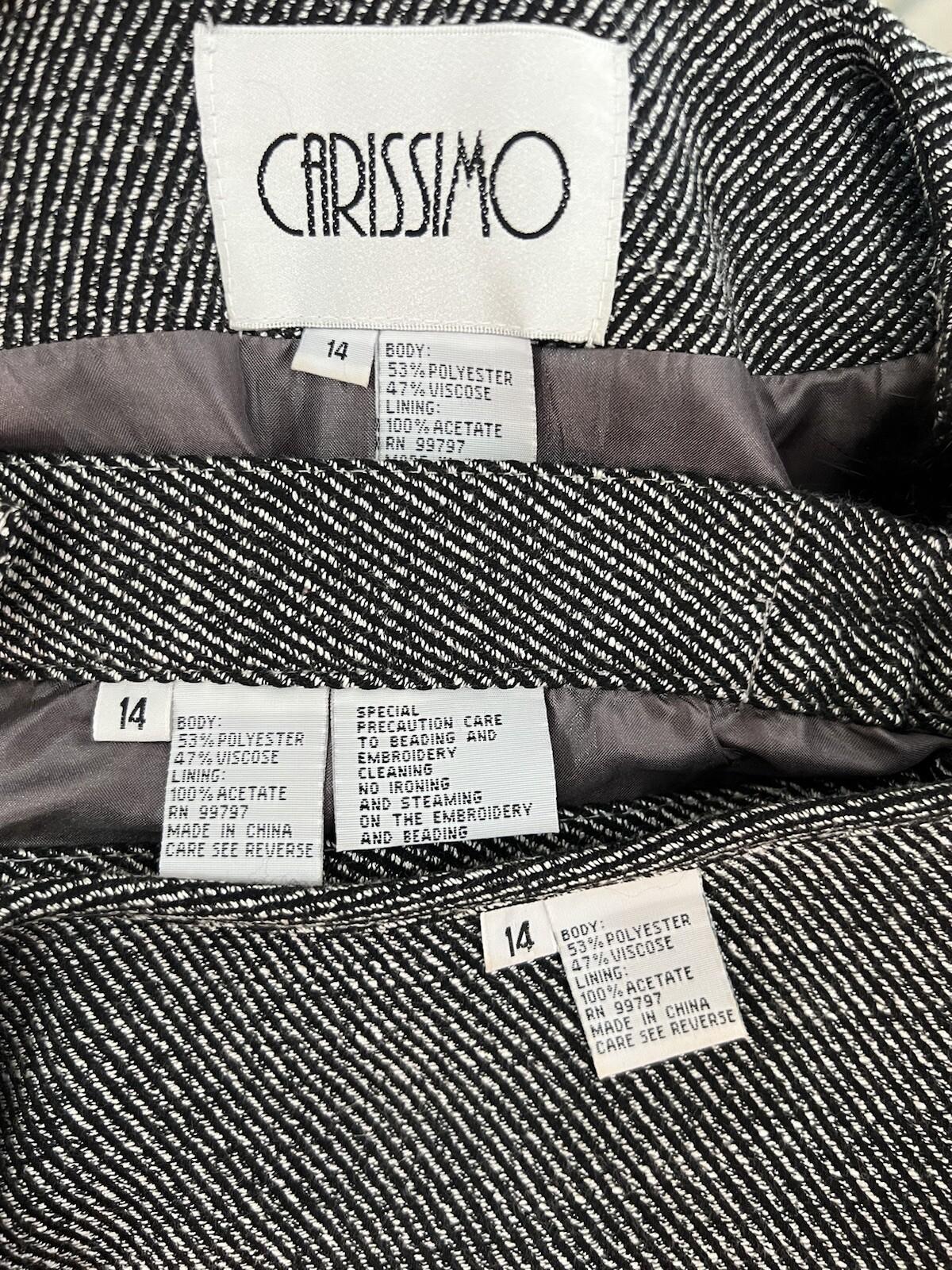 Carissimo Polyester Viscose Faux Fur Skirt Suit Top 14 Black White  Cocktail 3PC