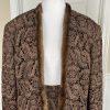 Lily &Taylor Sapphire Collection Metallic Lace Skirt Suit 22 Brown Open Front