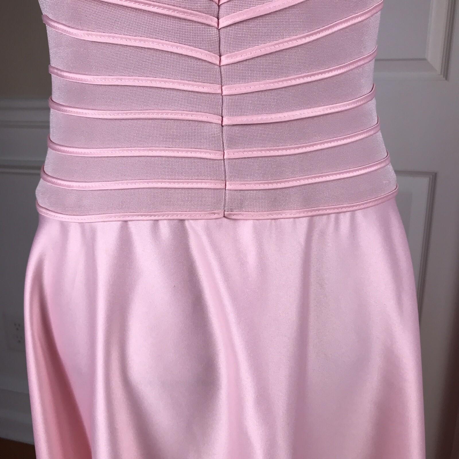 10-3575.jpg TADASHI Women Vintage Maxi Nylon Lycra Pink Sleeveless Formal Dress Size L