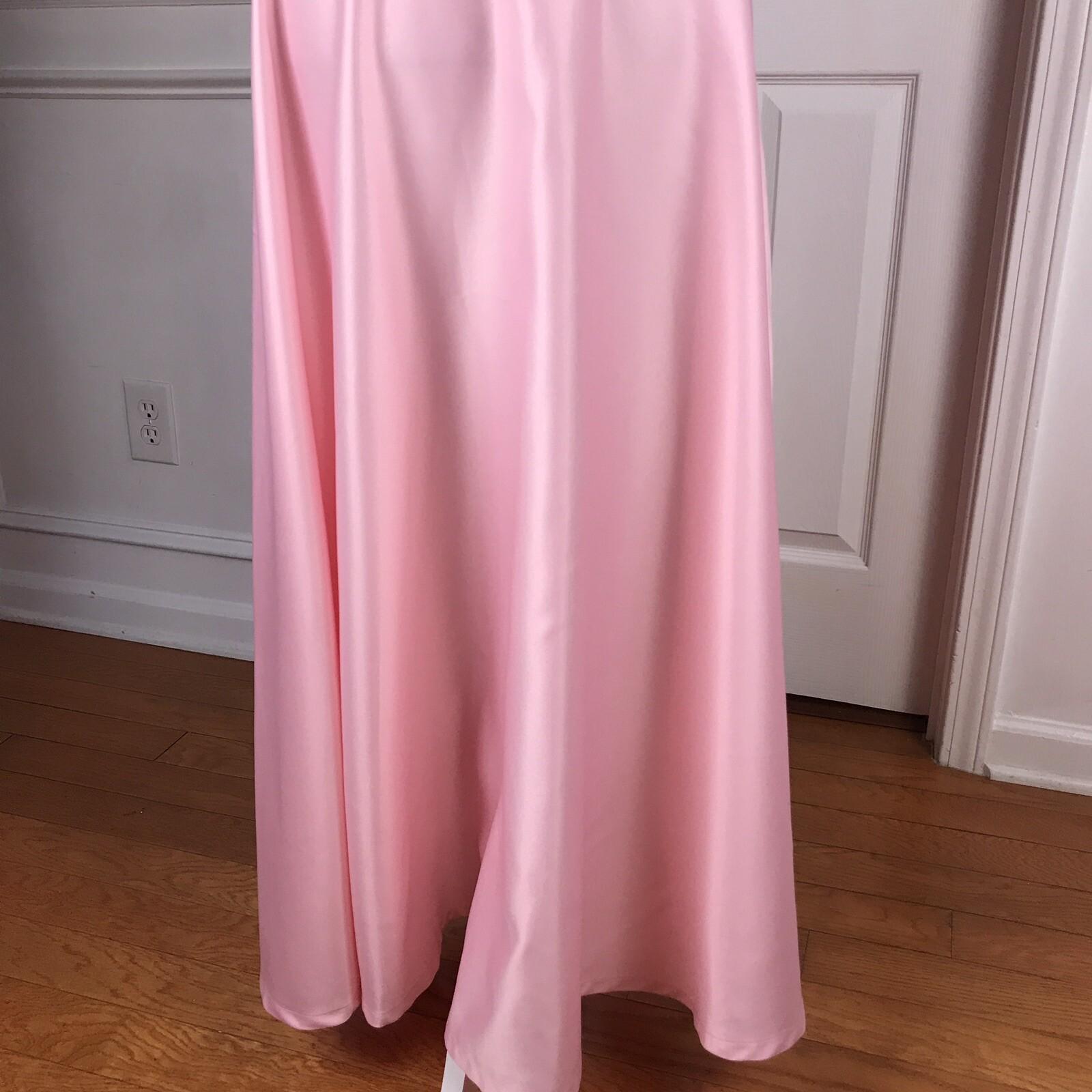 10-3576.jpg TADASHI Women Vintage Maxi Nylon Lycra Pink Sleeveless Formal Dress Size L