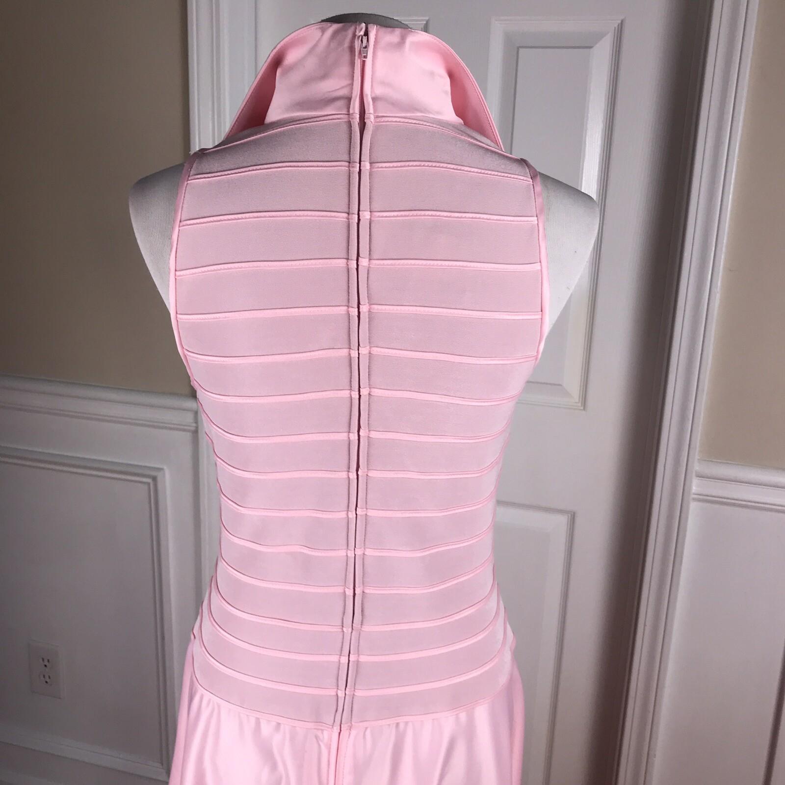 10-3580.jpg TADASHI Women Vintage Maxi Nylon Lycra Pink Sleeveless Formal Dress Size L