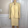 10-3586.jpg LE SUIT 3PC Butter Yellow Polyester Lined Cocktail Skirt Suit Size 16P