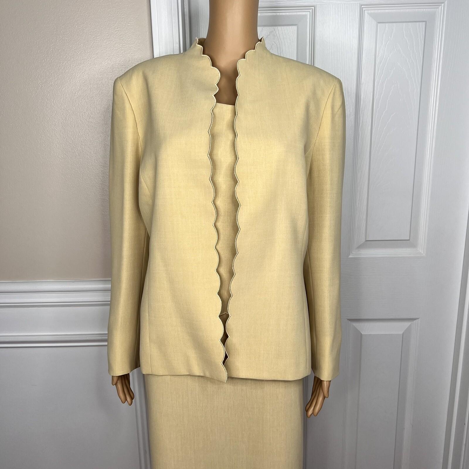 10-3587.jpg LE SUIT 3PC Butter Yellow Polyester Lined Cocktail Skirt Suit Size 16P