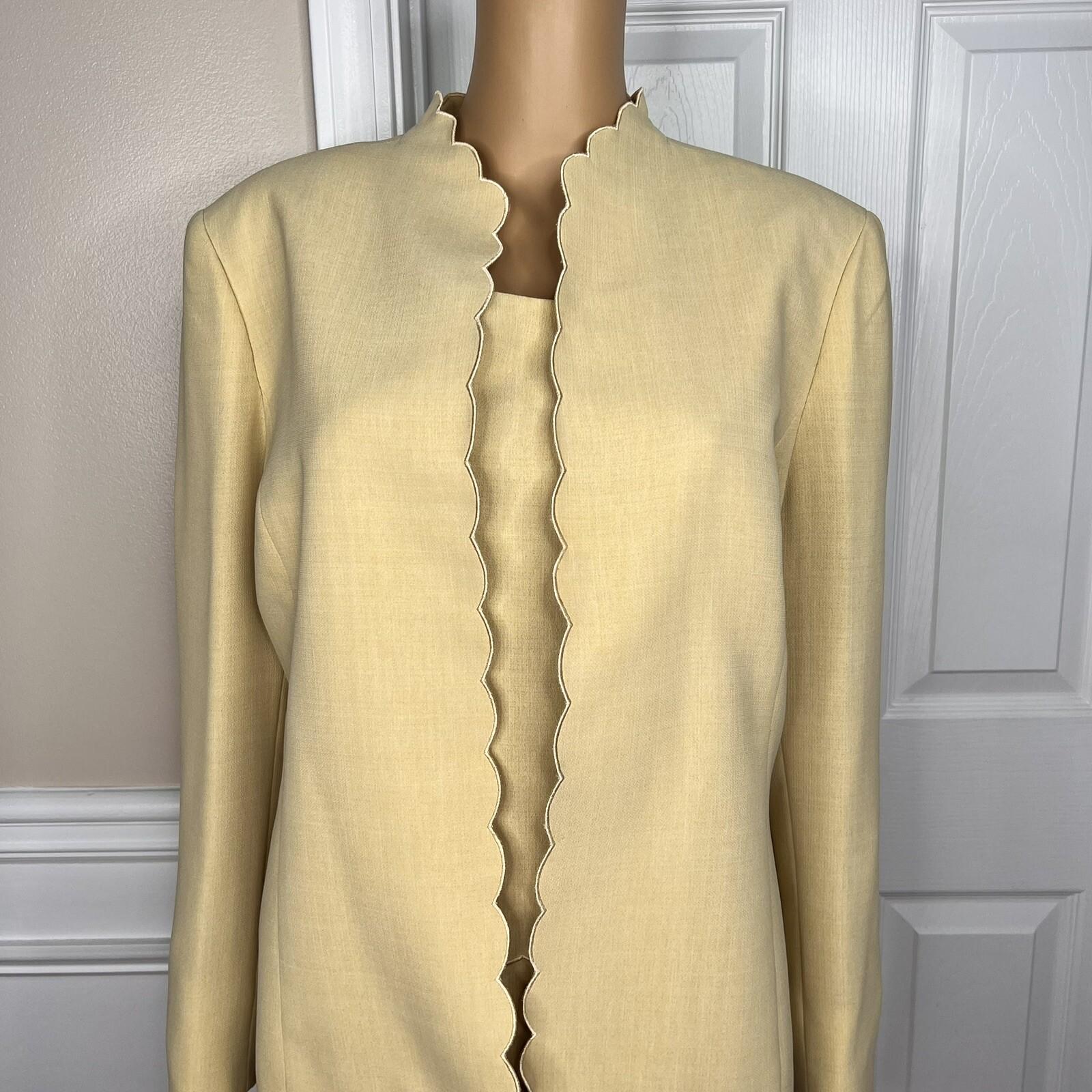 10-3588.jpg LE SUIT 3PC Butter Yellow Polyester Lined Cocktail Skirt Suit Size 16P
