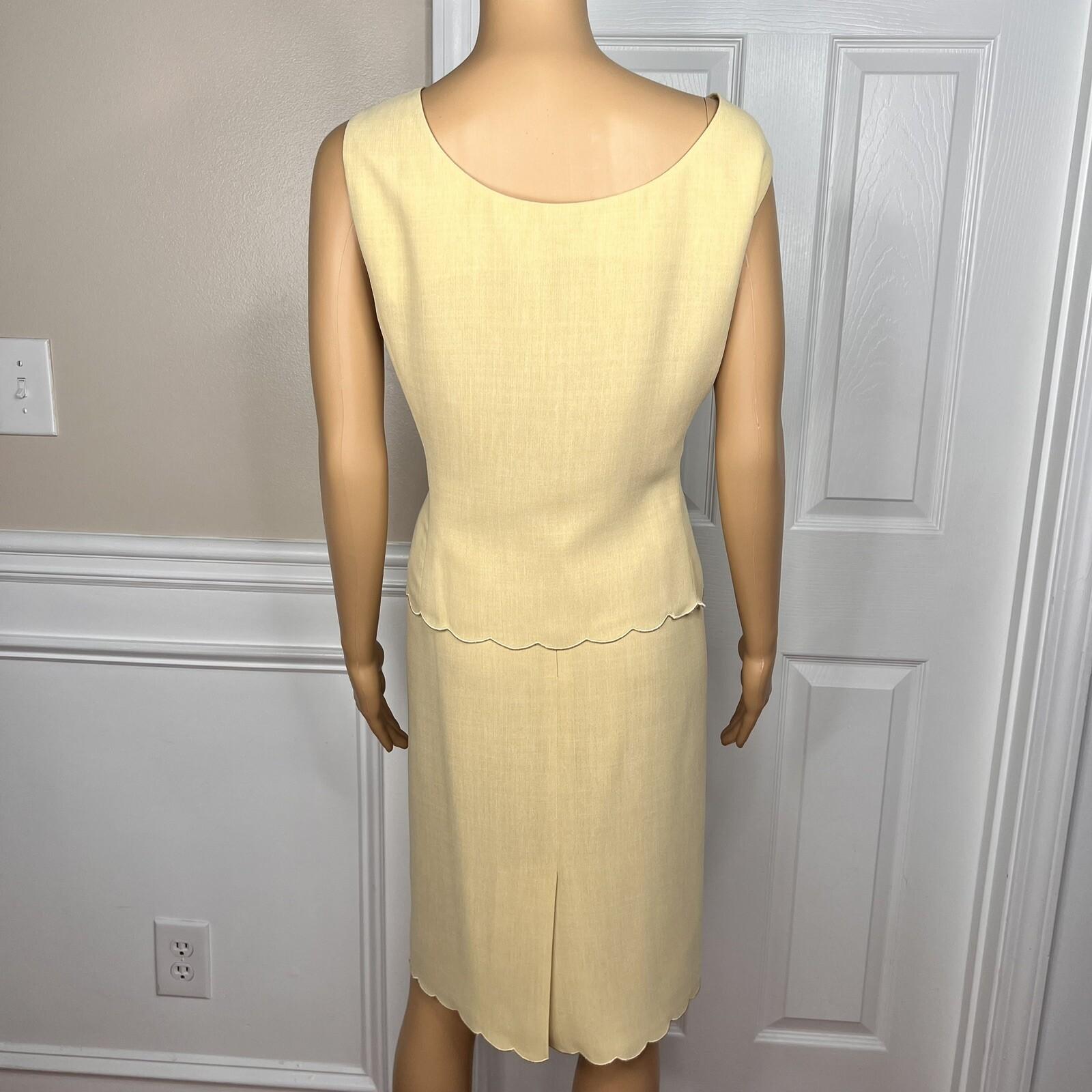 10-3591.jpg LE SUIT 3PC Butter Yellow Polyester Lined Cocktail Skirt Suit Size 16P